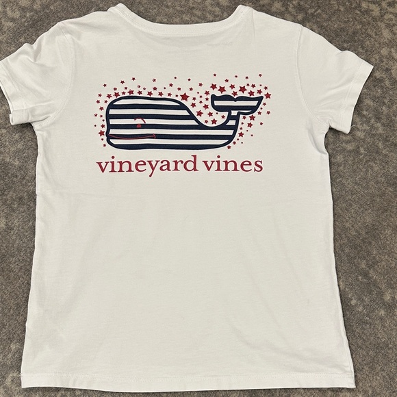 Vineyard Vines Other - Vineyard Vines White Tee with Striped Whale and sparkling stars kids size 7/8